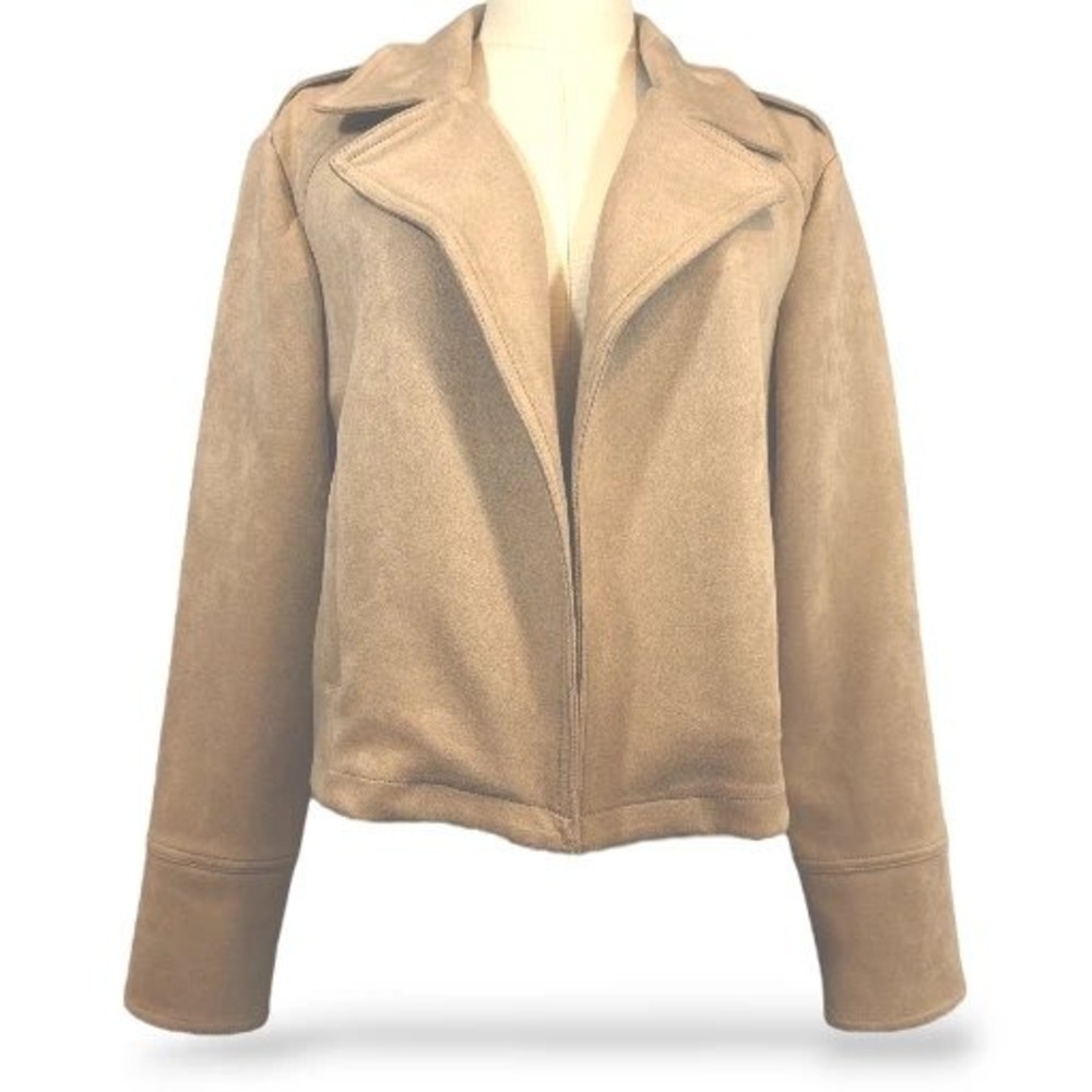 Philosophy‎ Republic Clothing Wms Faux Suede Moto Bomber Jacket Creme Large EUC - Picture 4 of 9